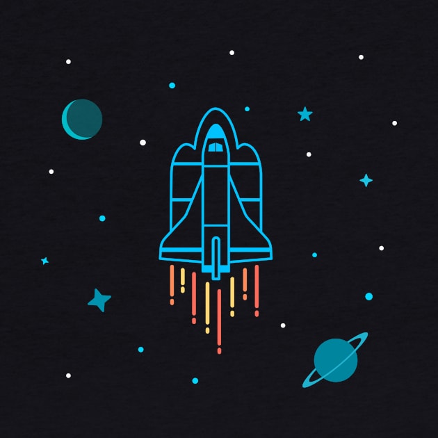 Space Ship In Outer Space T-Shirt by happinessinatee